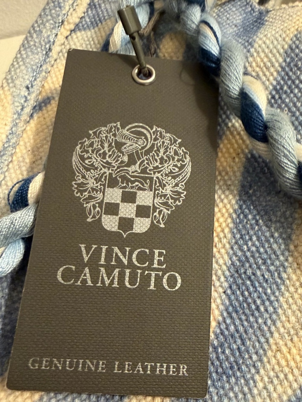 Vince Camuto small tote in blue and white zebra print.  NWT - Picture 10 of 14